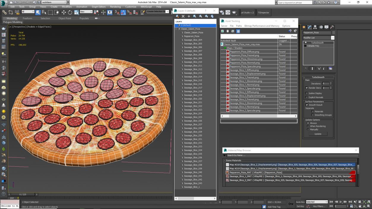 3D model Classic Salami Pizza