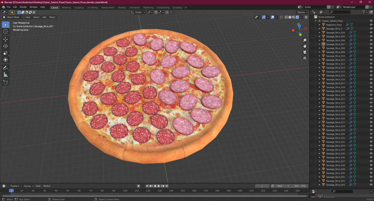 3D model Classic Salami Pizza