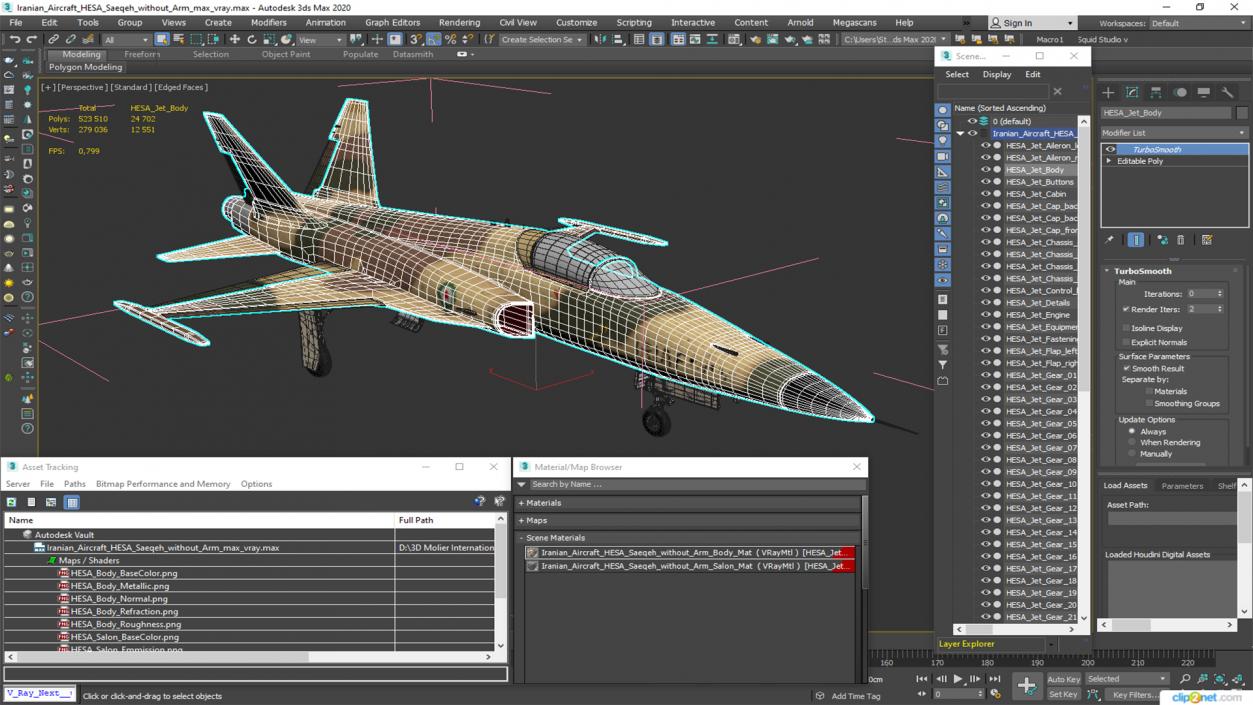 3D model Iranian Aircraft HESA Saeqeh without Arm