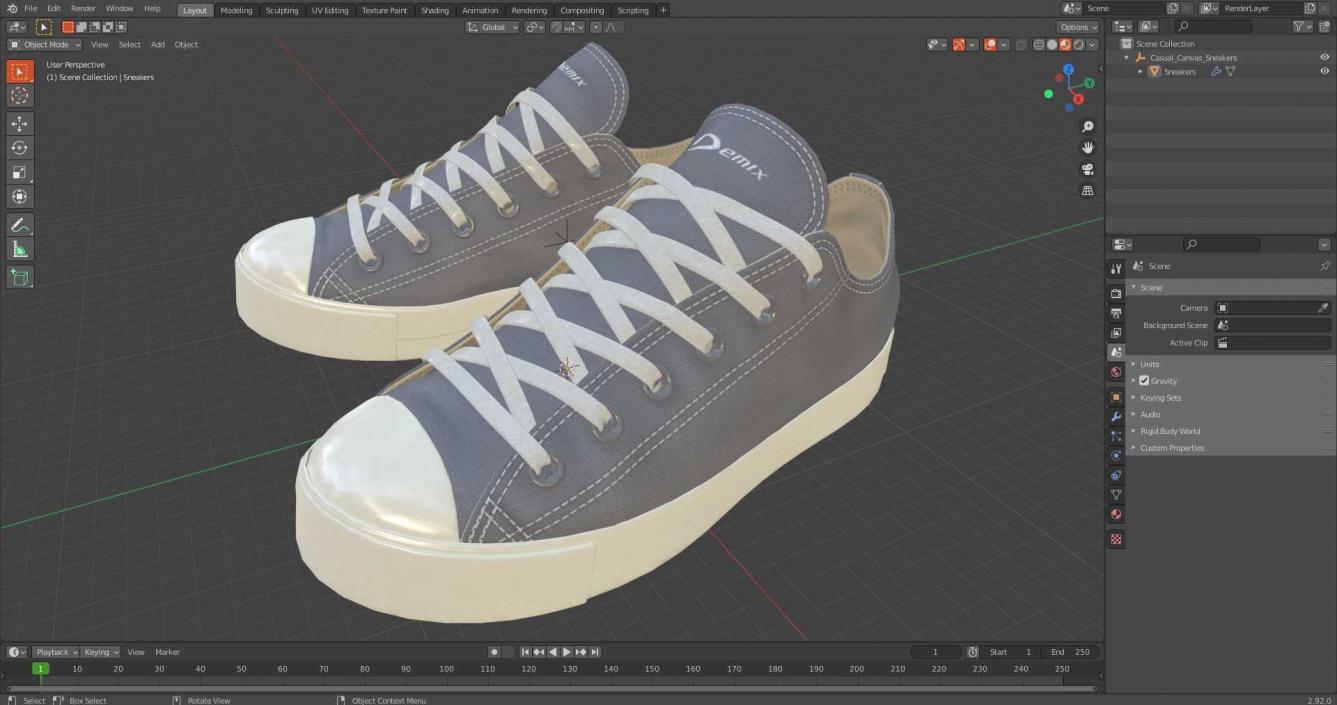 Casual Canvas Sneakers 3D