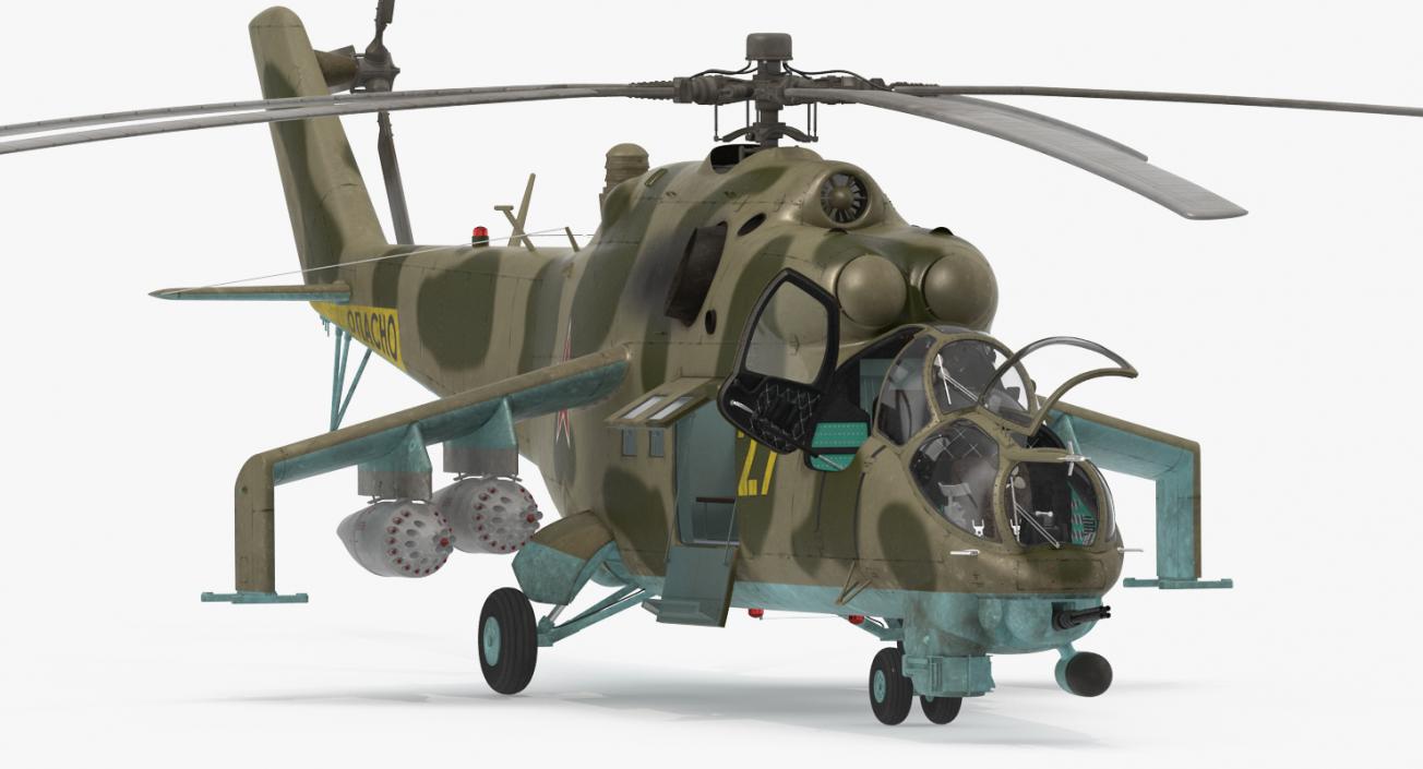 3D Russian Attack Helicopter Mil Mi-24B