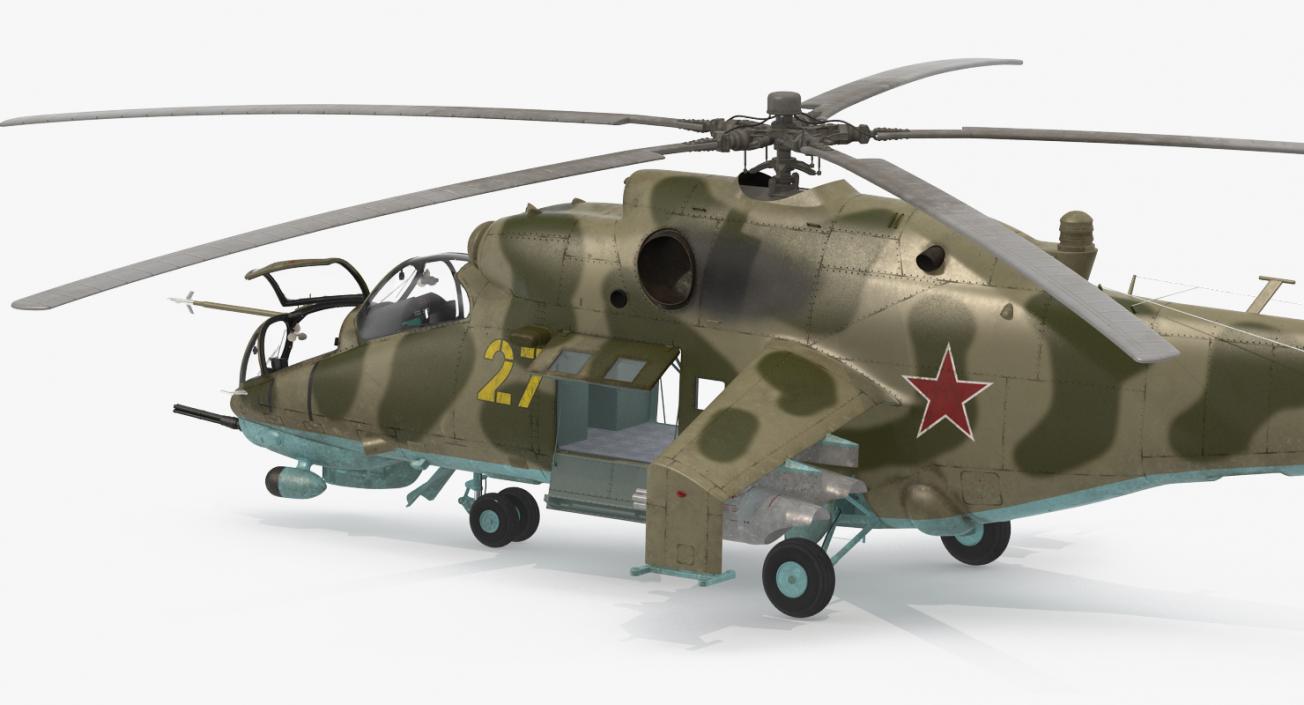 3D Russian Attack Helicopter Mil Mi-24B