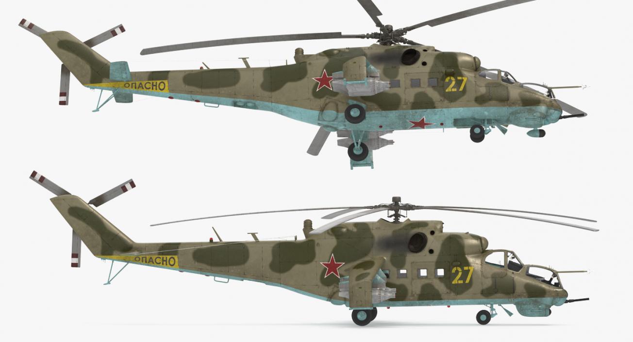 3D Russian Attack Helicopter Mil Mi-24B