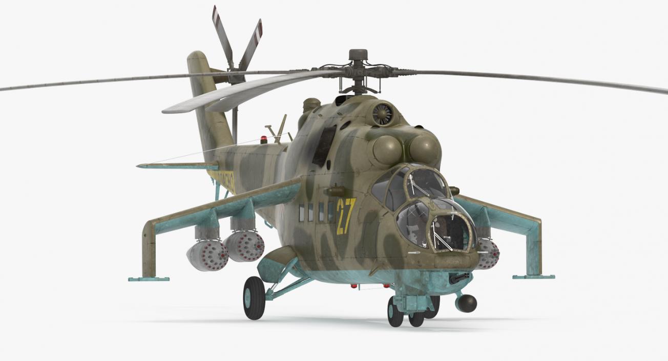 3D Russian Attack Helicopter Mil Mi-24B