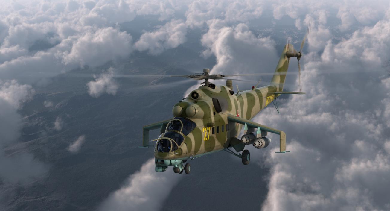 3D Russian Attack Helicopter Mil Mi-24B