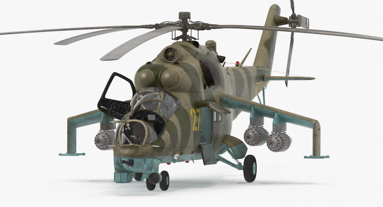 3D Russian Attack Helicopter Mil Mi-24B