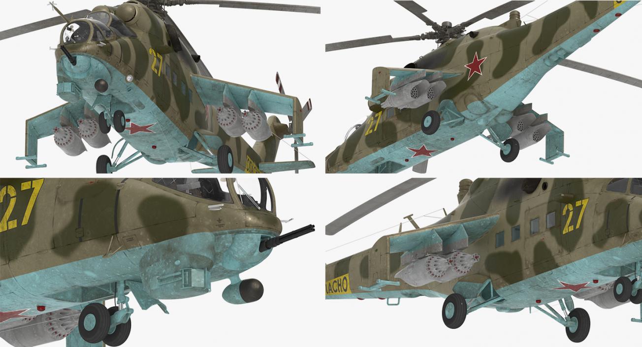 3D Russian Attack Helicopter Mil Mi-24B