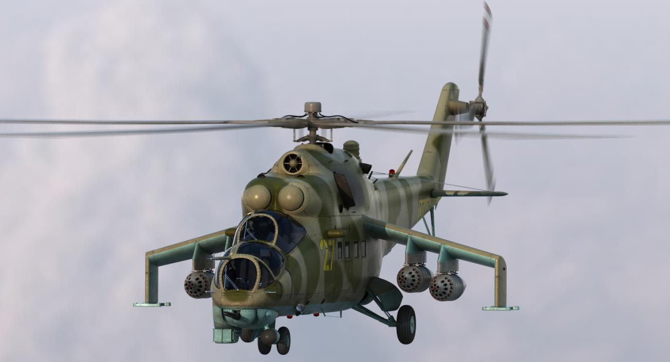 3D Russian Attack Helicopter Mil Mi-24B