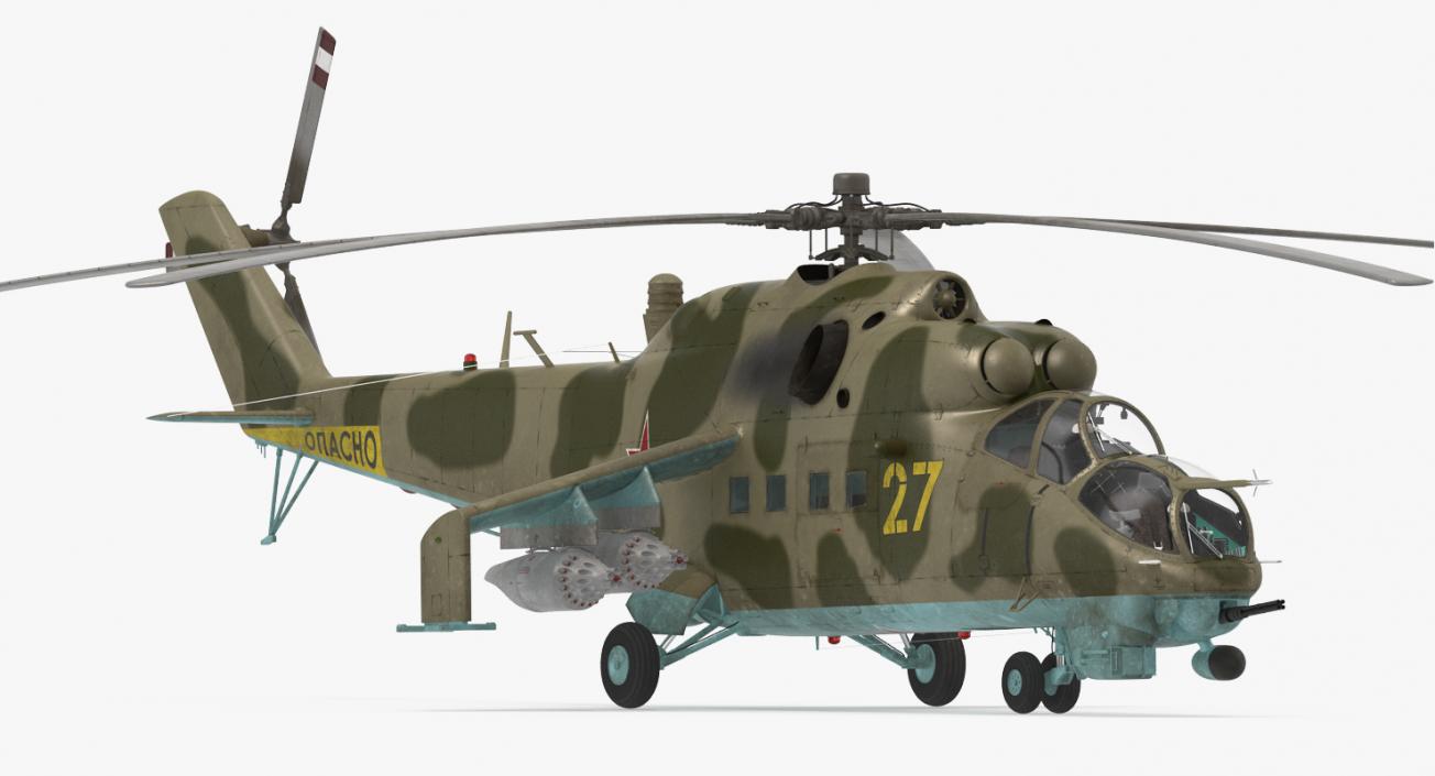 3D Russian Attack Helicopter Mil Mi-24B