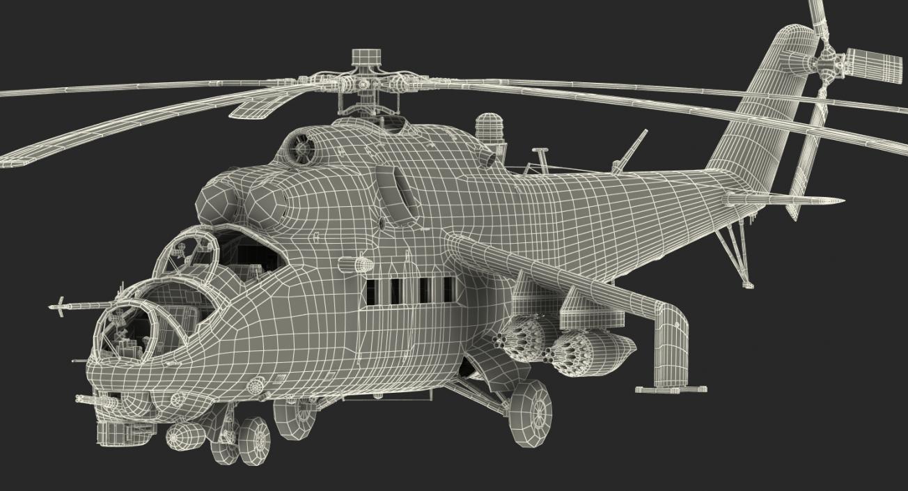 3D Russian Attack Helicopter Mil Mi-24B