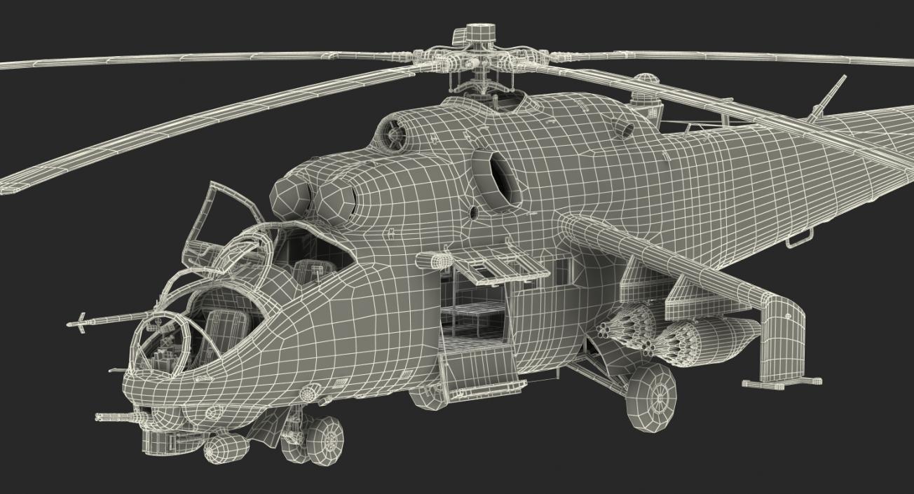 3D Russian Attack Helicopter Mil Mi-24B