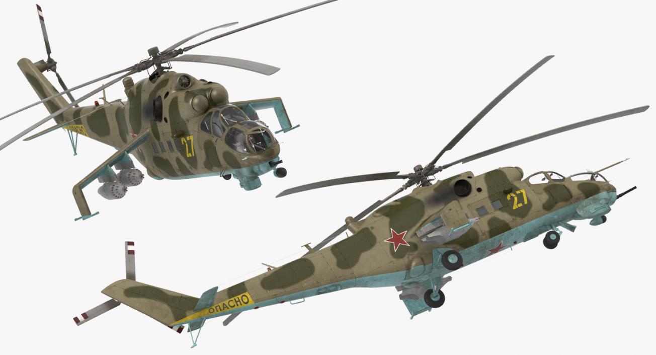 3D Russian Attack Helicopter Mil Mi-24B