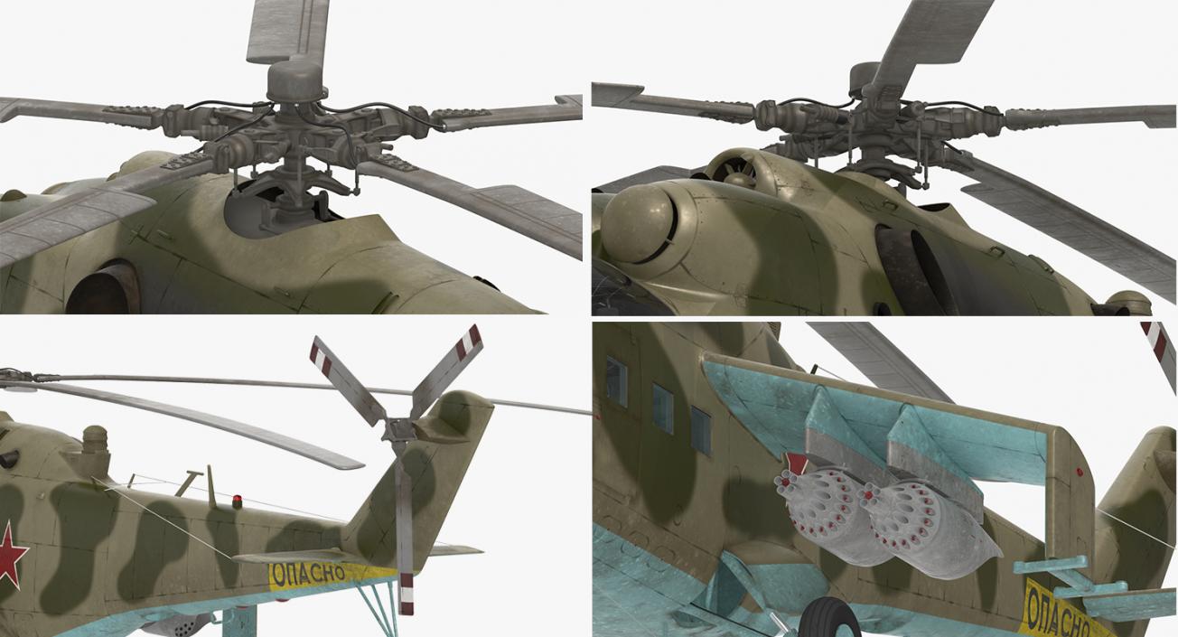 3D Russian Attack Helicopter Mil Mi-24B