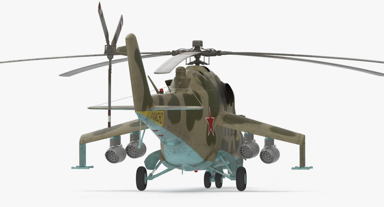 3D Russian Attack Helicopter Mil Mi-24B