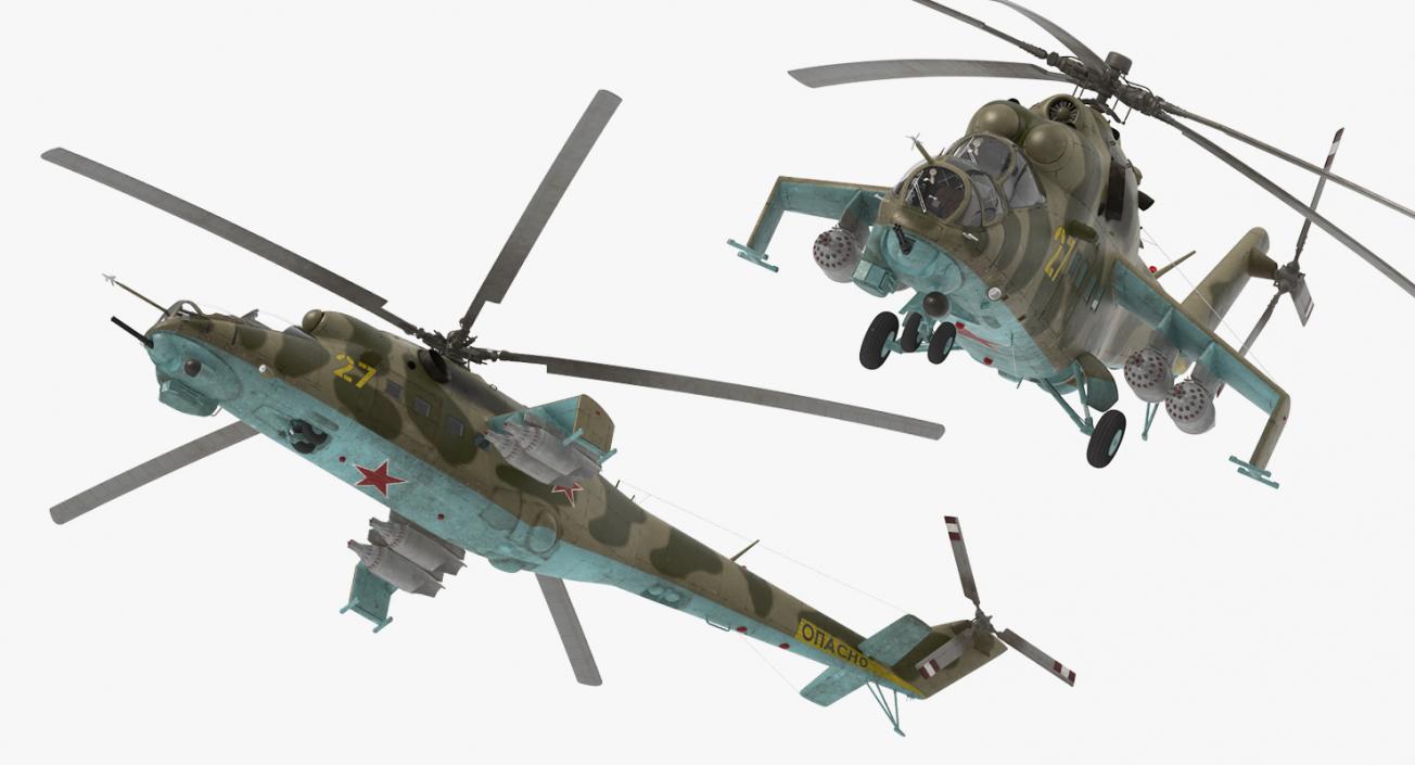 3D Russian Attack Helicopter Mil Mi-24B