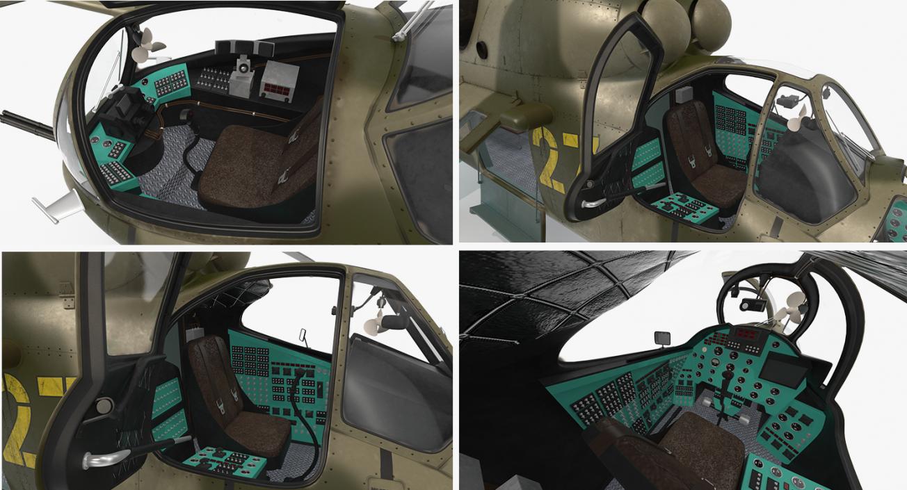 3D Russian Attack Helicopter Mil Mi-24B