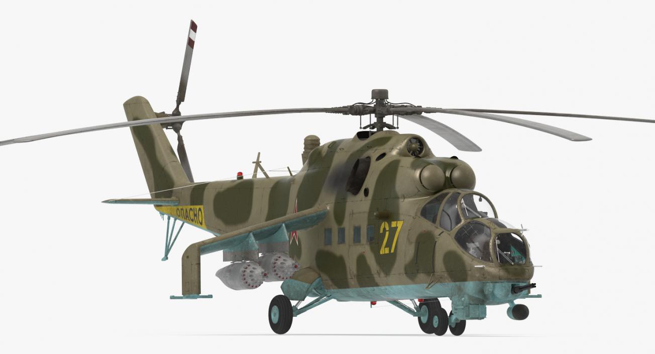 3D Russian Attack Helicopter Mil Mi-24B