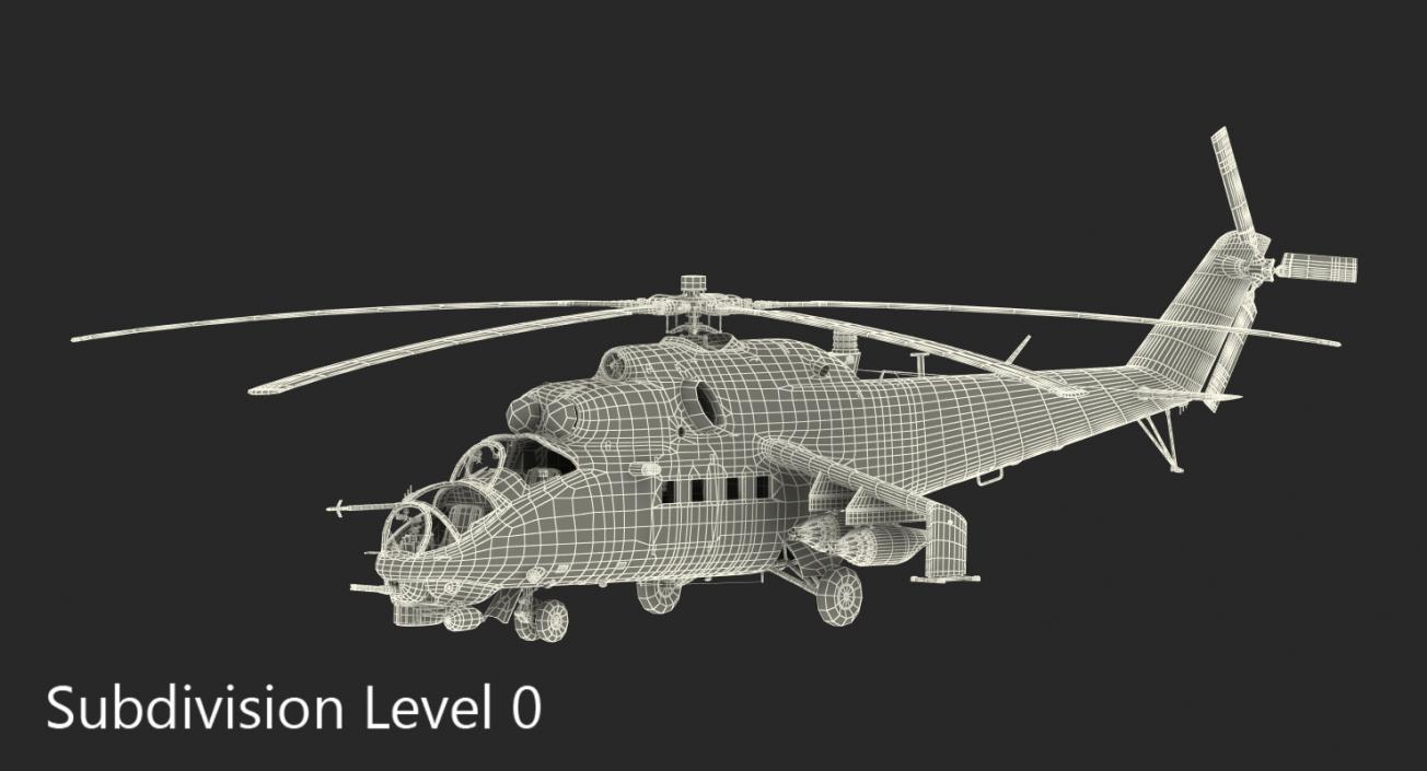 3D Russian Attack Helicopter Mil Mi-24B