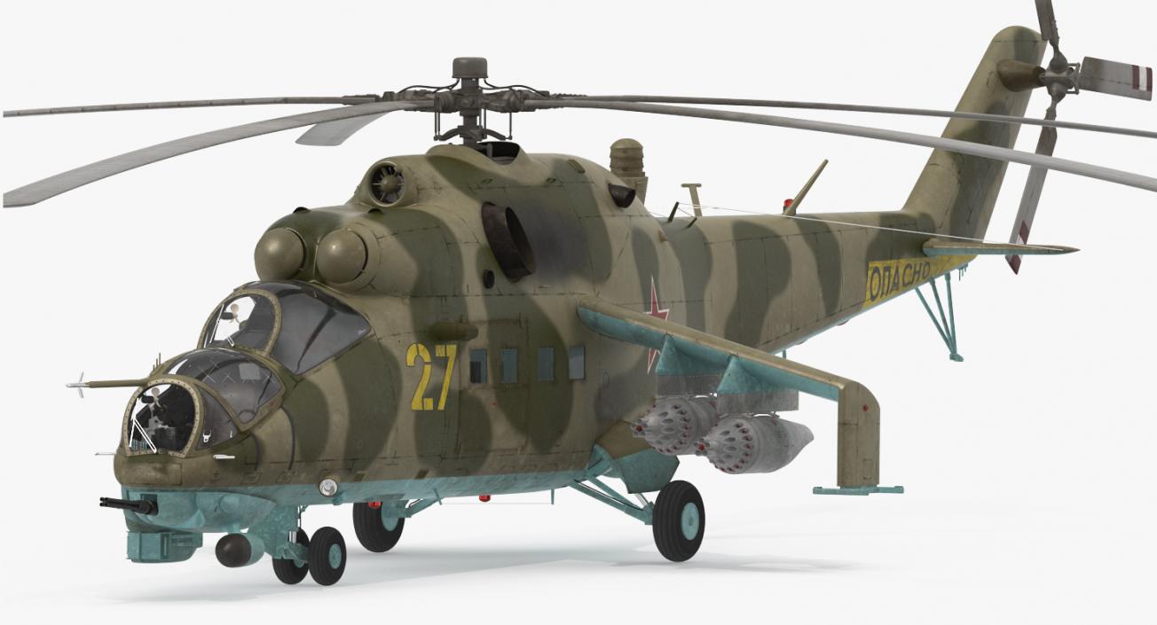 3D Russian Attack Helicopter Mil Mi-24B