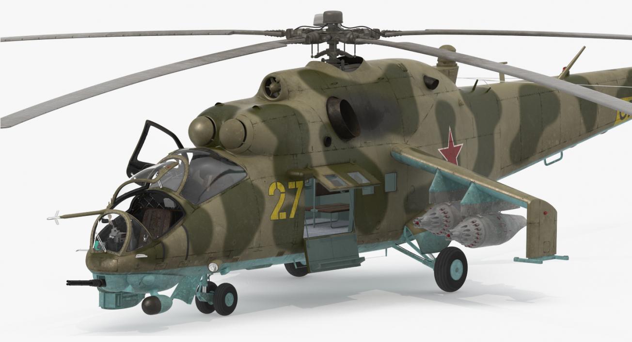 3D Russian Attack Helicopter Mil Mi-24B