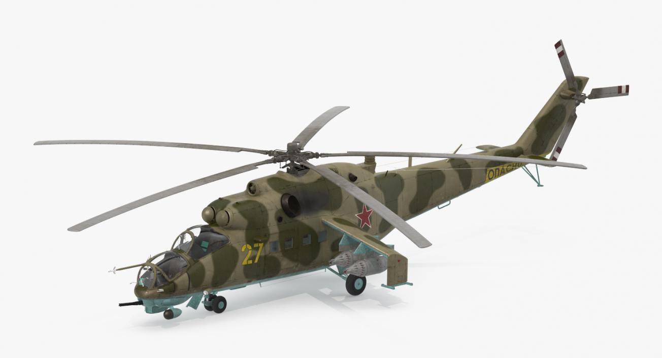 3D Russian Attack Helicopter Mil Mi-24B