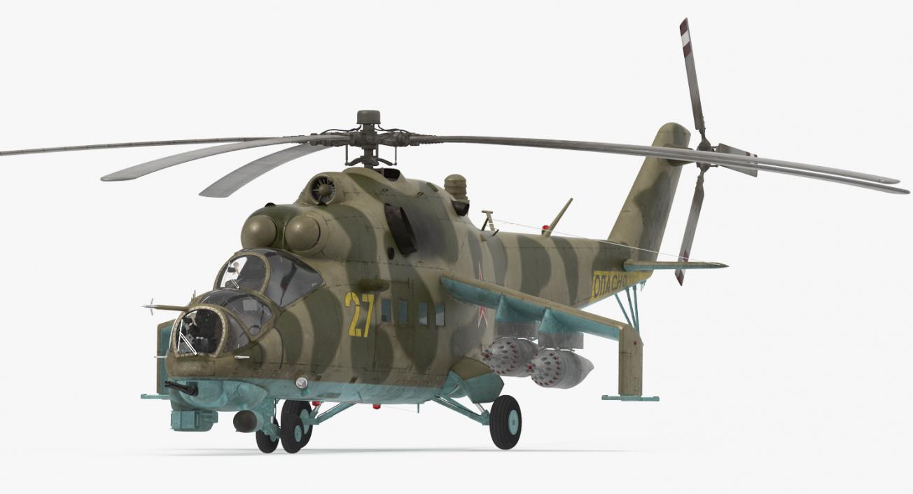 3D Russian Attack Helicopter Mil Mi-24B