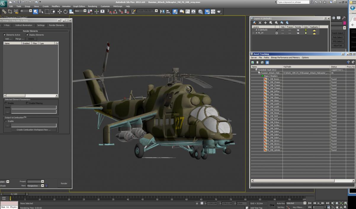 3D Russian Attack Helicopter Mil Mi-24B