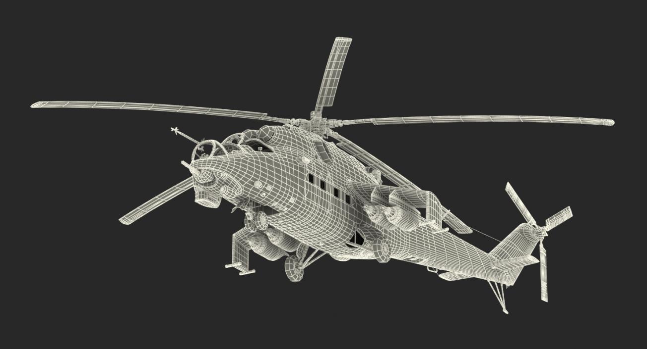 3D Russian Attack Helicopter Mil Mi-24B