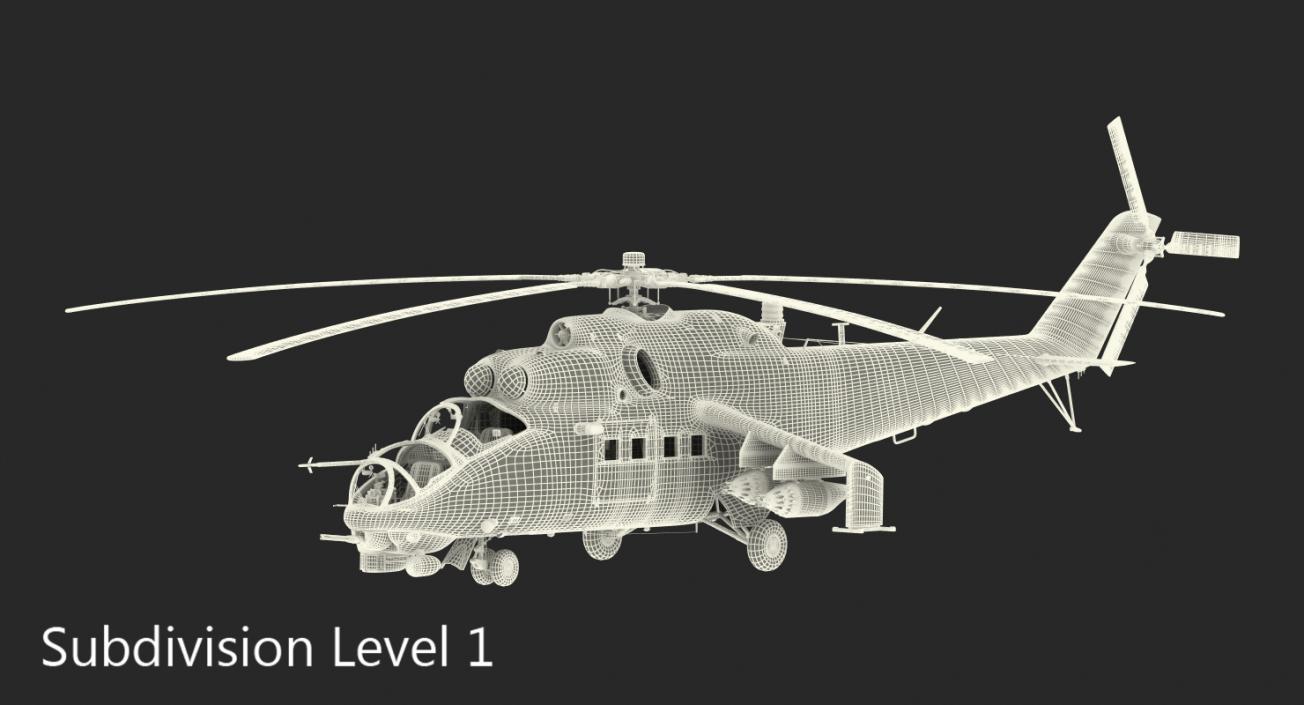 3D Russian Attack Helicopter Mil Mi-24B