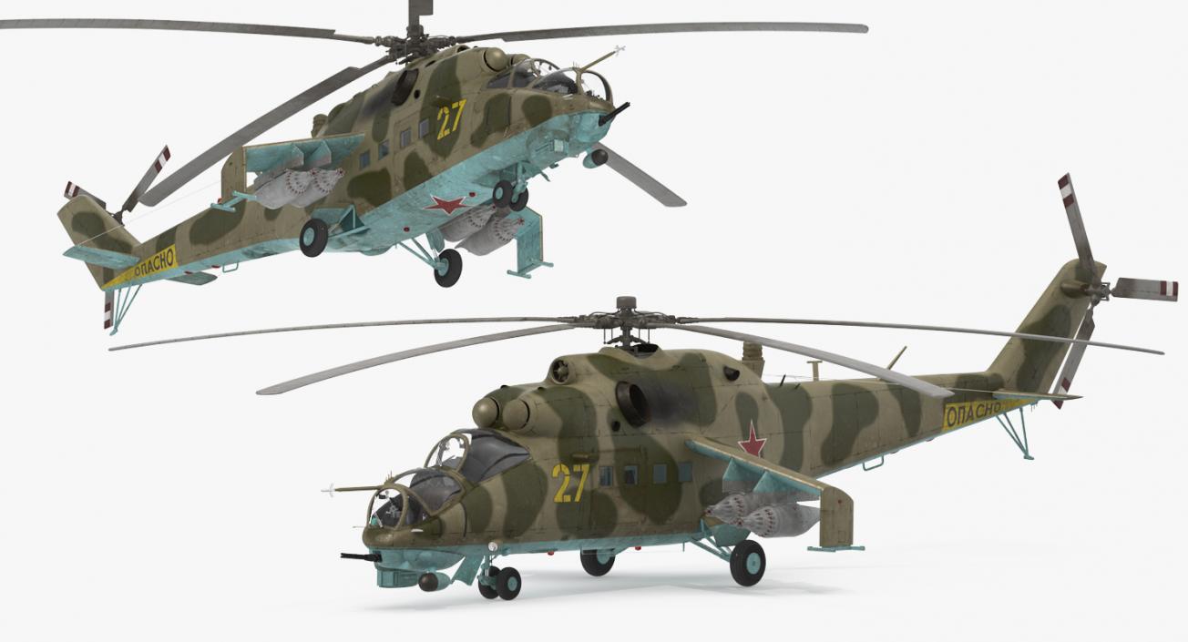 3D Russian Attack Helicopter Mil Mi-24B