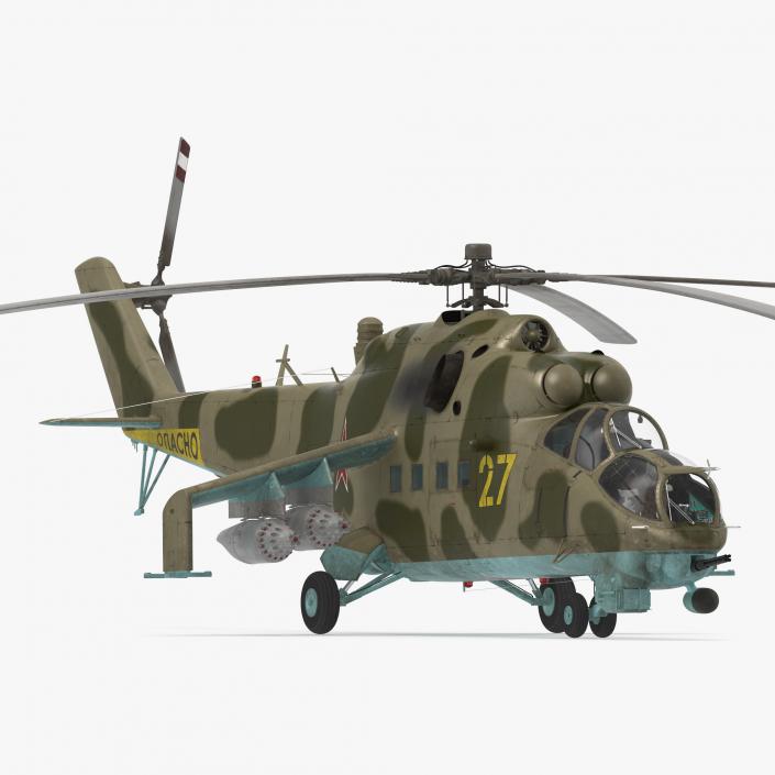 3D Russian Attack Helicopter Mil Mi-24B