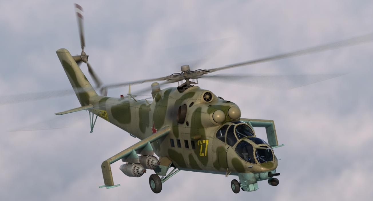 3D Russian Attack Helicopter Mil Mi-24B