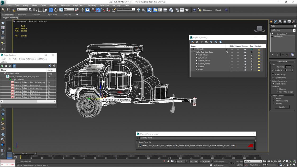 Trailer Teardrop Black 2 3D model