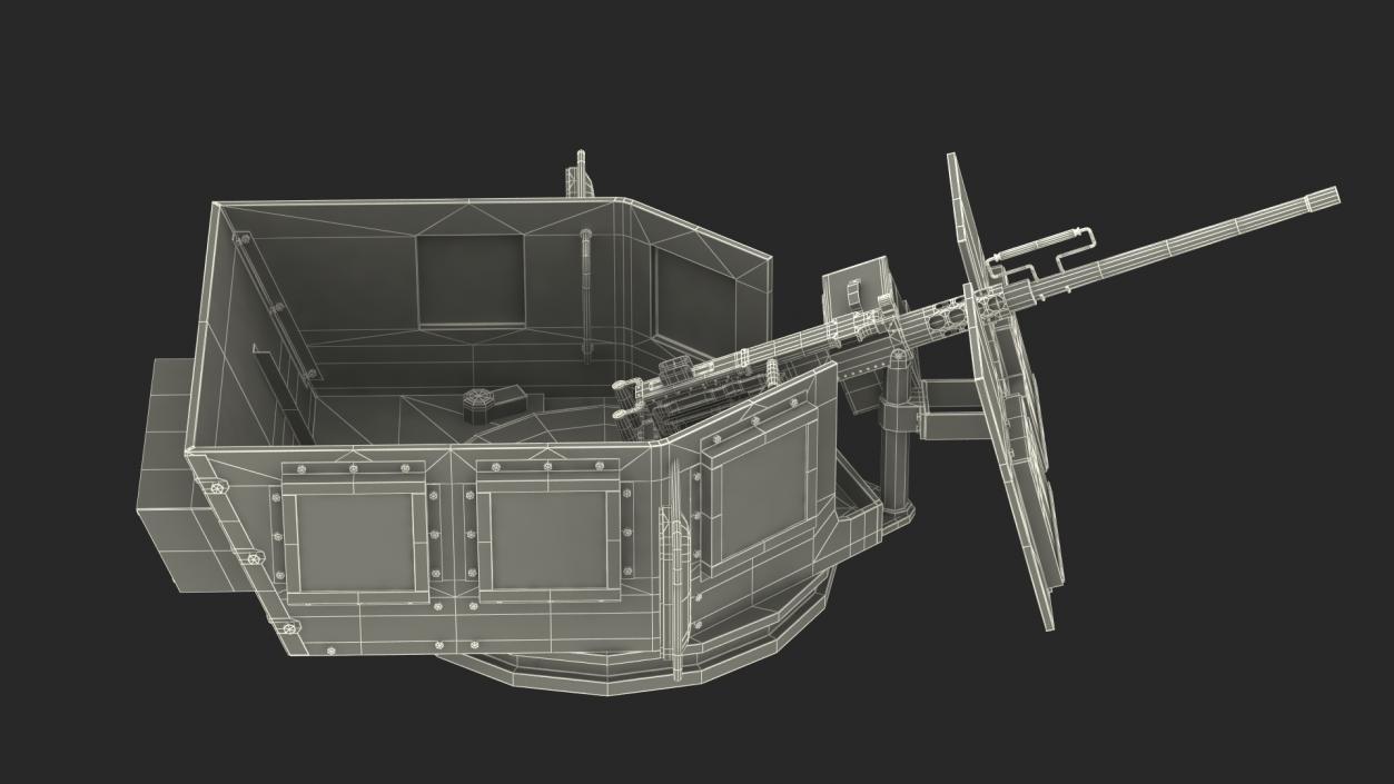 3D Armored Vehicle Tower with Machine Gun model