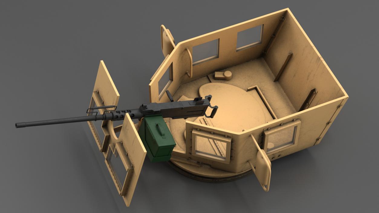 3D Armored Vehicle Tower with Machine Gun model