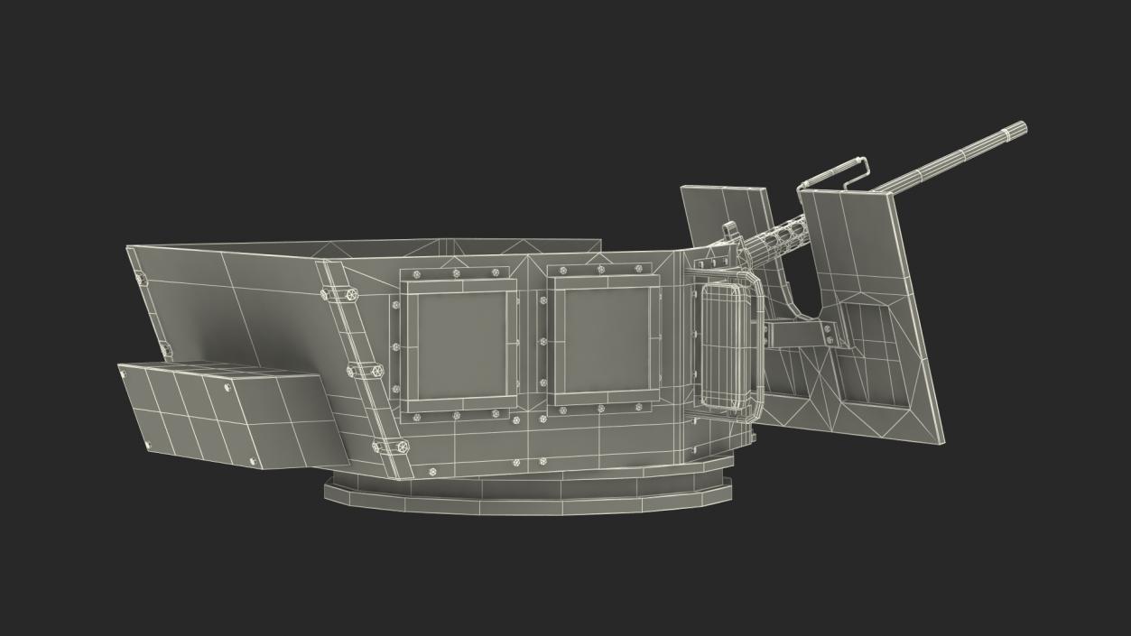 3D Armored Vehicle Tower with Machine Gun model