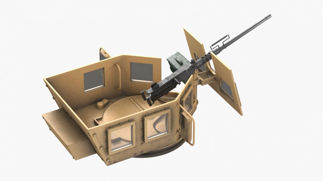 3D Armored Vehicle Tower with Machine Gun model