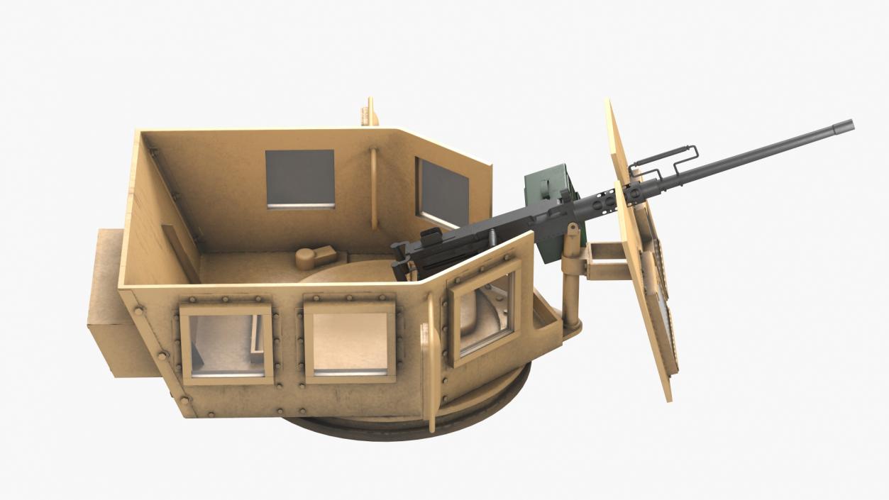 3D Armored Vehicle Tower with Machine Gun model