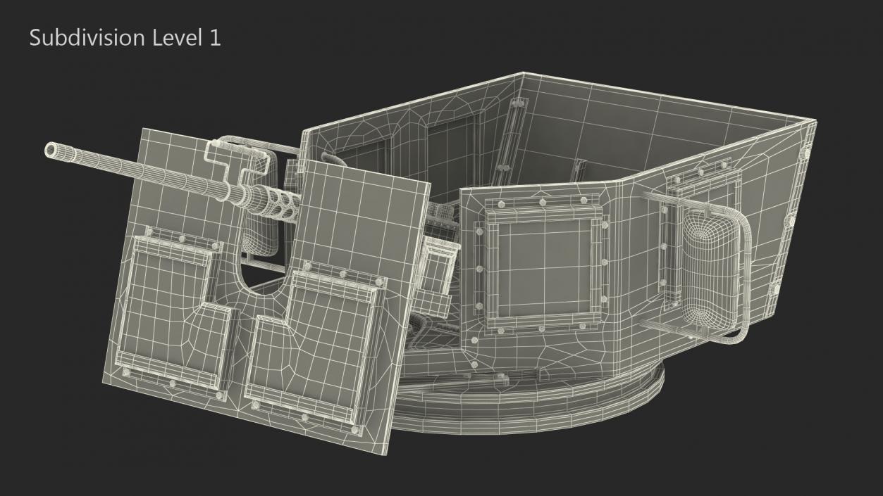 3D Armored Vehicle Tower with Machine Gun model