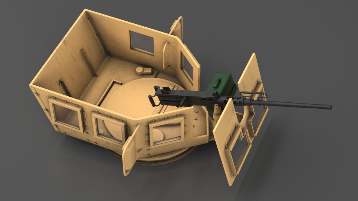 3D Armored Vehicle Tower with Machine Gun model