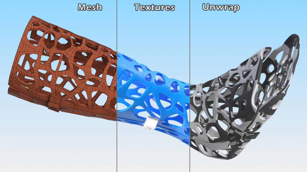 3D -Printed Orthopedic Cast Leg Blue model