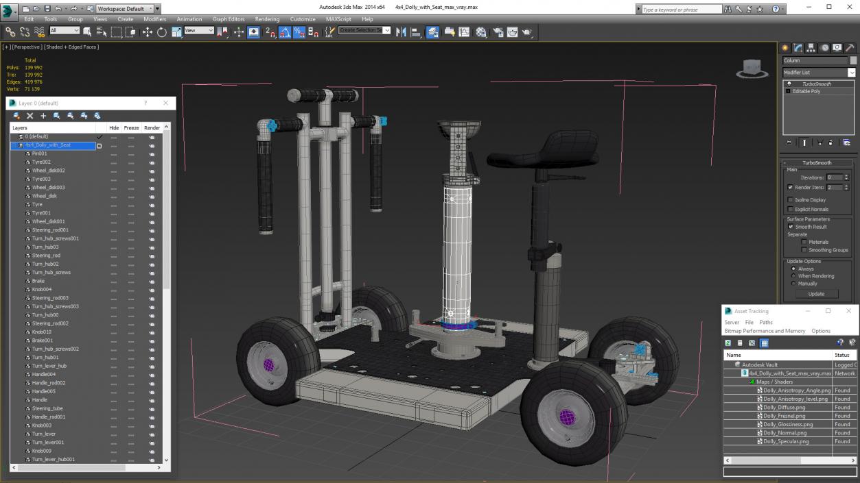 4x4 Dolly with Seat 3D model