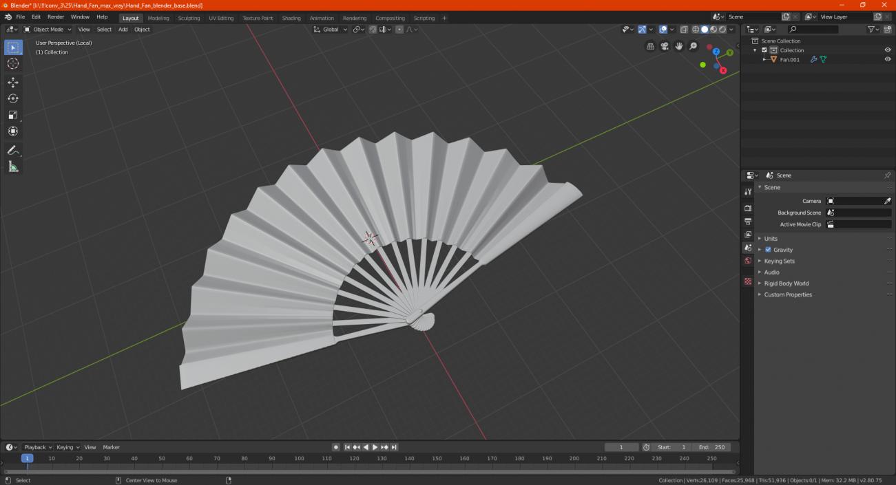 Traditional Japanese Fan 3D model