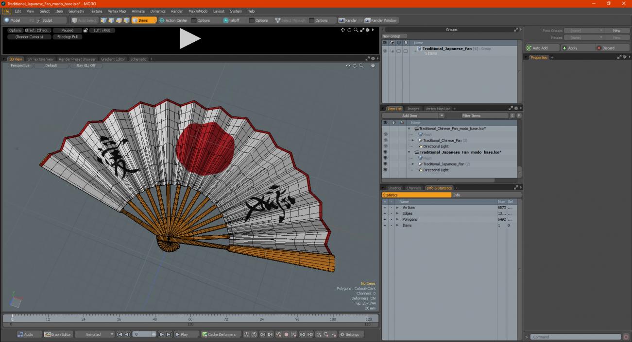 Traditional Japanese Fan 3D model