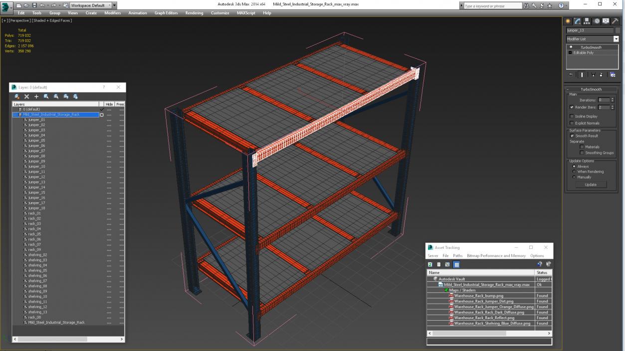 Mild Steel Industrial Storage Rack 3D model