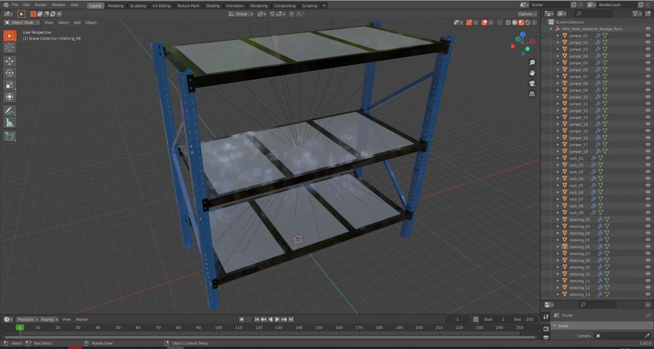 Mild Steel Industrial Storage Rack 3D model