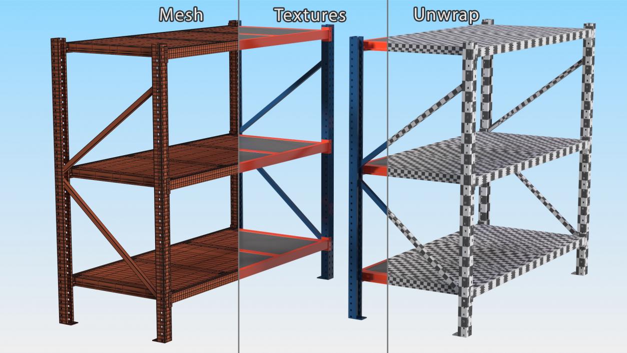 Mild Steel Industrial Storage Rack 3D model