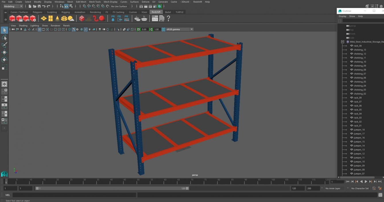 Mild Steel Industrial Storage Rack 3D model