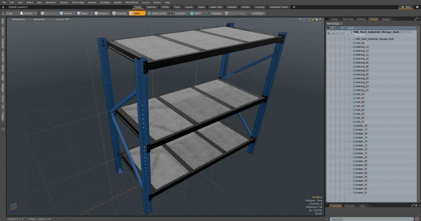 Mild Steel Industrial Storage Rack 3D model