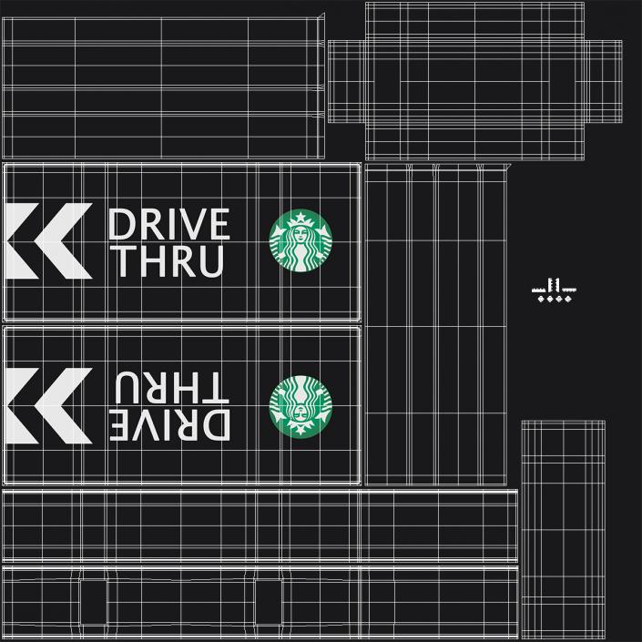 Starbucks Drive Thru Sign Light On 3D model